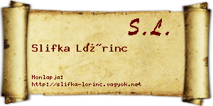 Slifka Lőrinc névjegykártya
